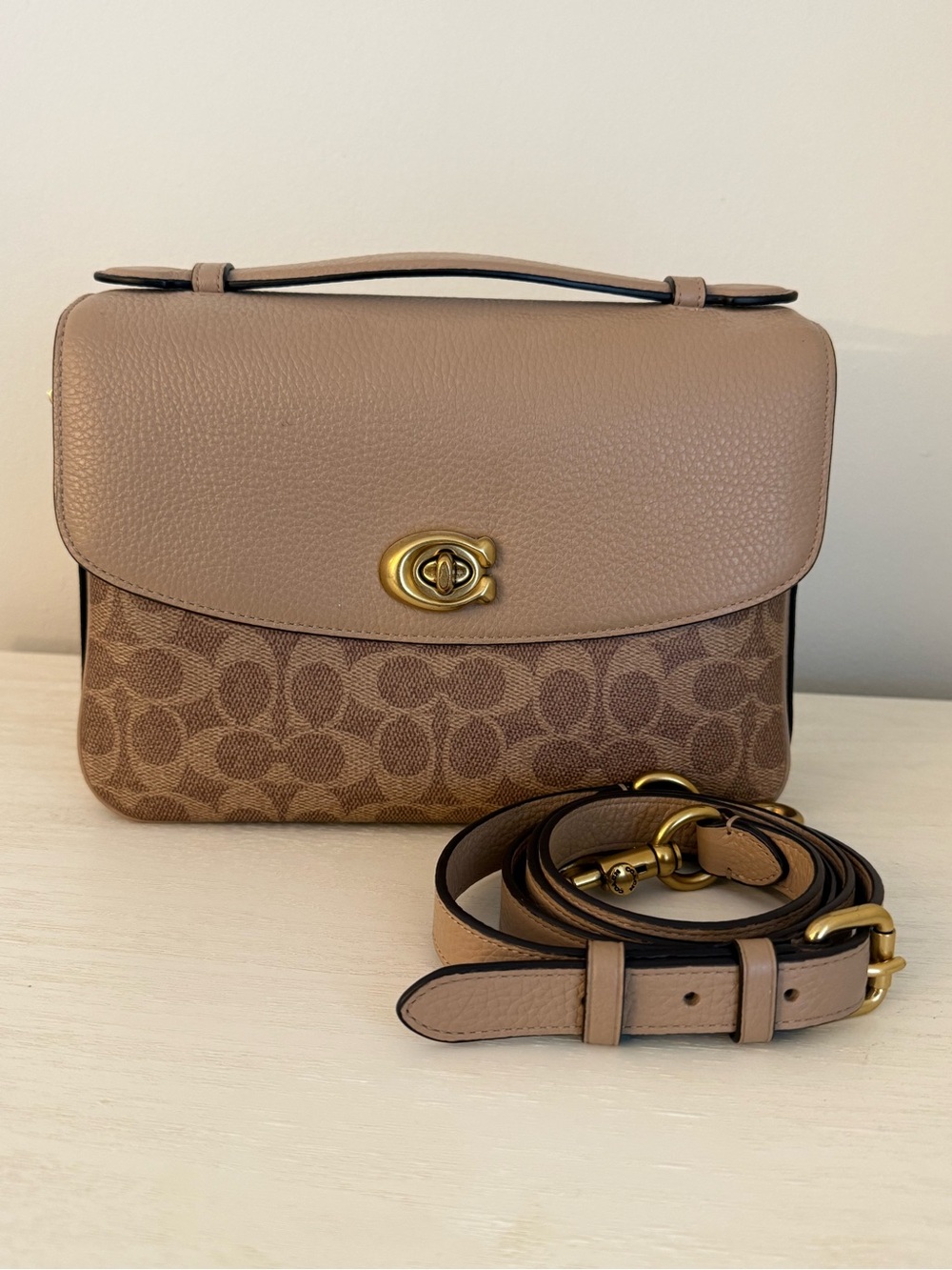 Coach Taupe Signature Cassie Bag